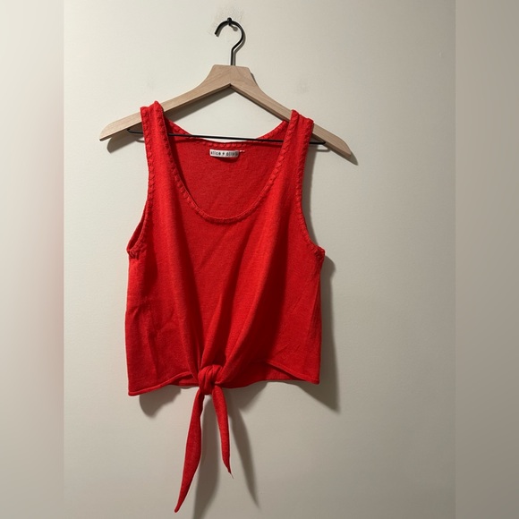 Alice + Olivia Red Tie Front Casual Blouse Size Small - Picture 2 of 7